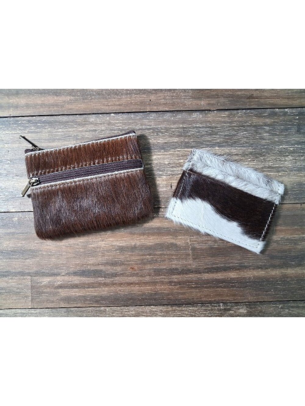Western Cowhide Hair-on-Hide Style Coin Purse Card Wallet Brown White Black